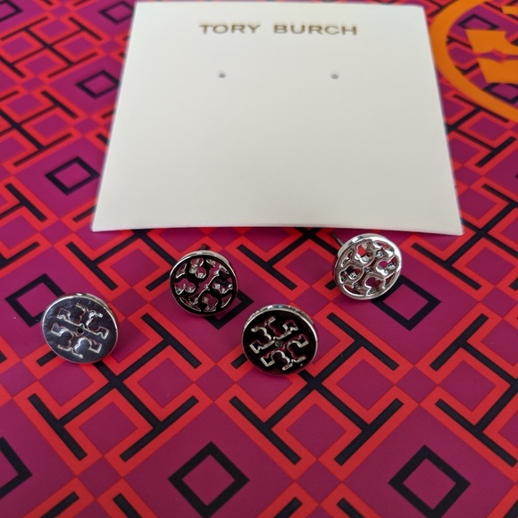 Tory Burch silver circle logo earings*NEW - Picture 2 of 6